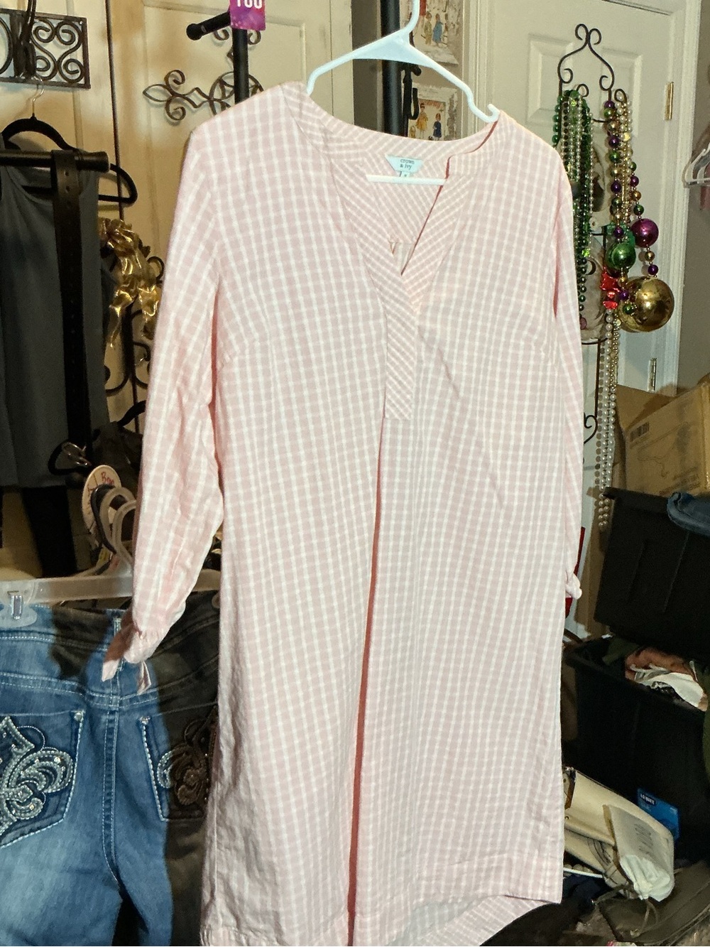 crown & ivy Pink Gingham Tunic Dress